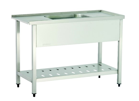 Dishwasher Inlet Table with Sink with Perforated Lower Shelf