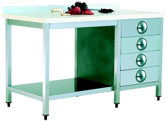 Polyethylene Top Table/3 Drawers/with Lower Shelf