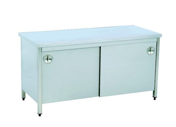 Service Table with Intermediate Shelf and Cabinet