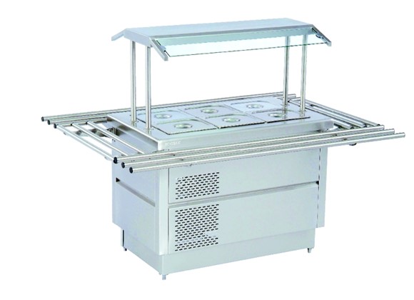 Salad Bar - With Service Shelf & Light And Tray Stand