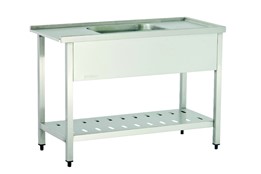 Dishwasher Inlet Table with Sink with Perforated Lower Shelf