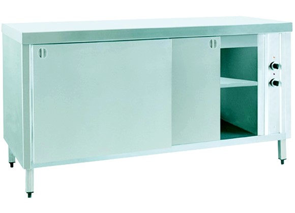 Waiter's Counter with Intermediate Shelf and Hot Cabinet