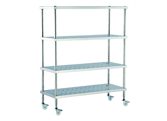 Dismountable Mobile Storage Unit with Perforated Shelves